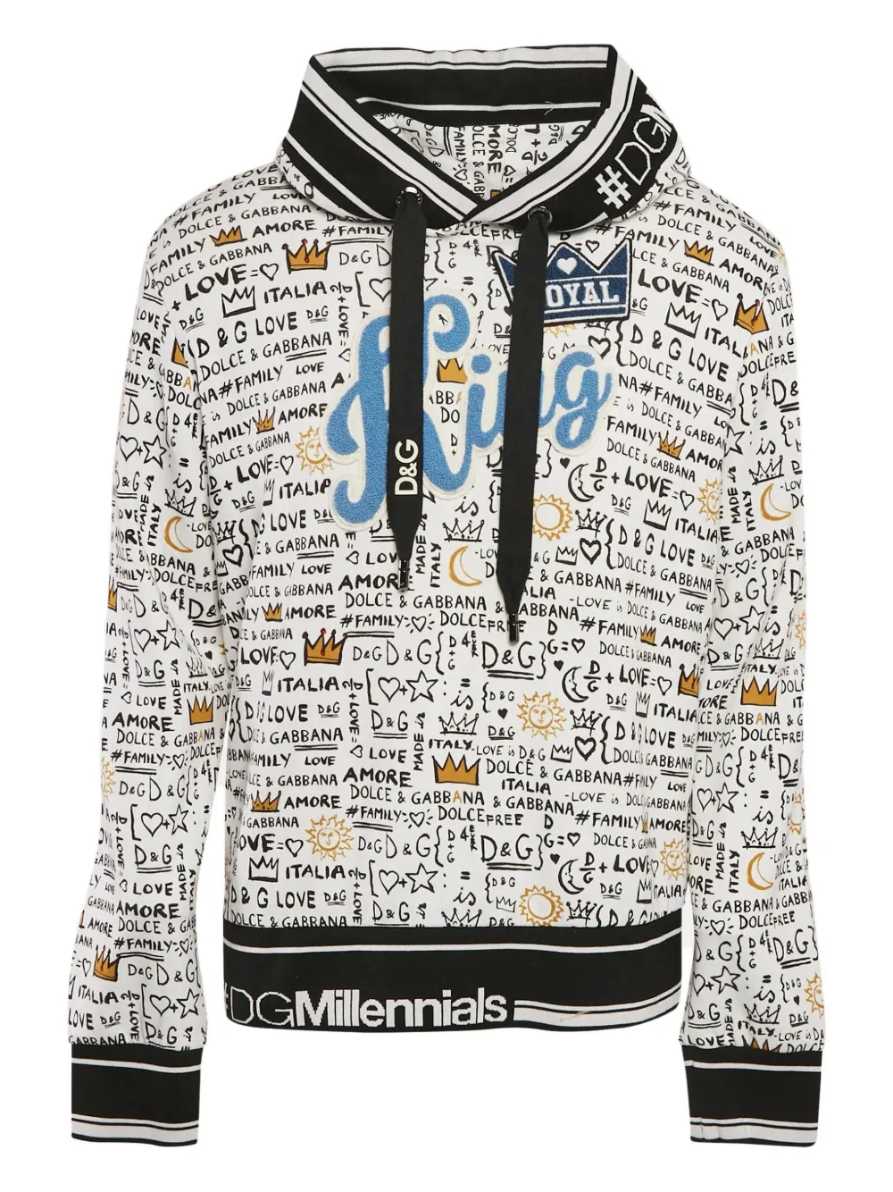 Dolce & Gabbana Pre-Owned Felpa con stampa graffiti e cappuccio - Bianco