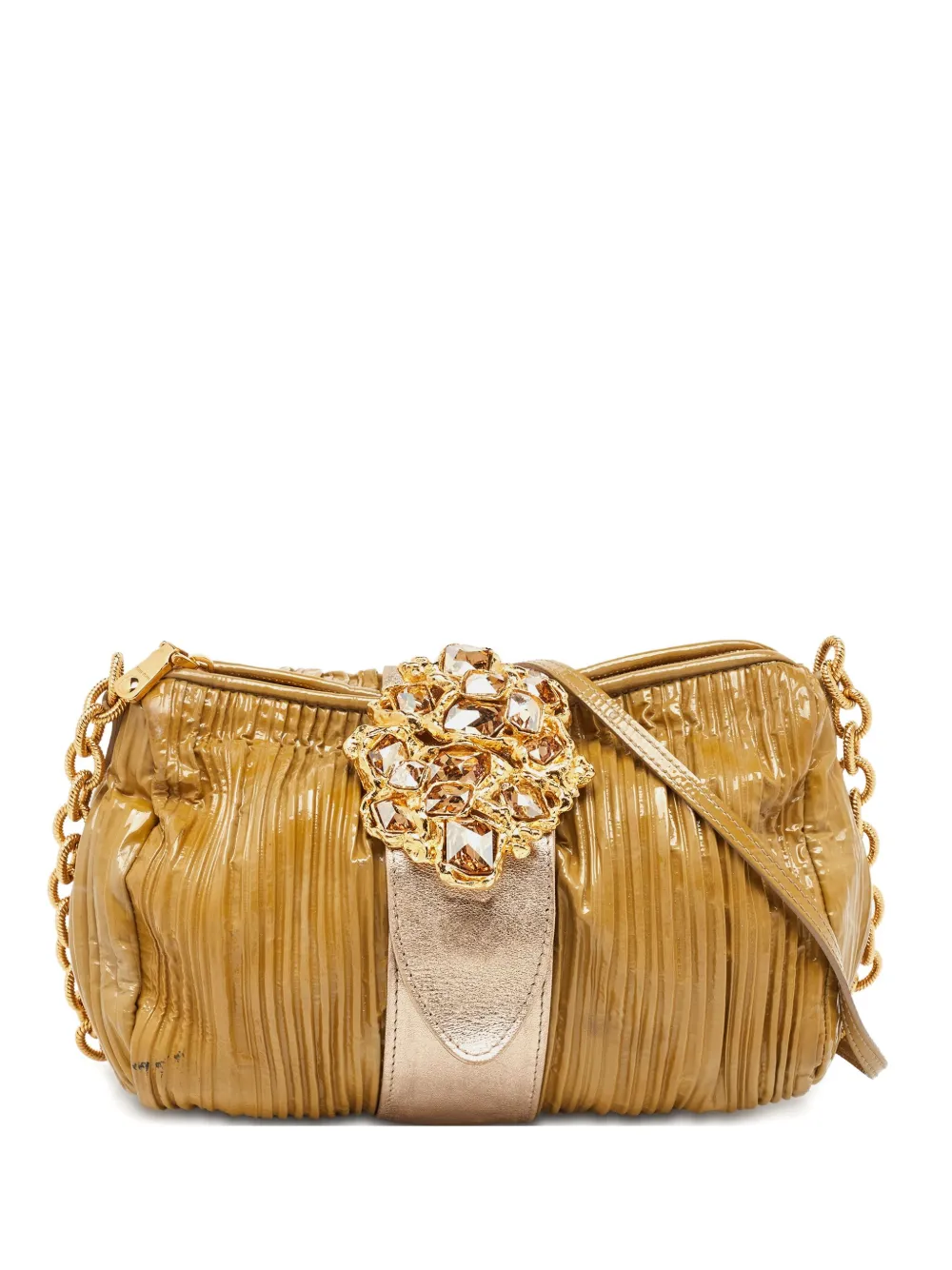 Miu Miu Pre-Owned pleated crystal-embellished shoulder bag | Neutrals | Image 1