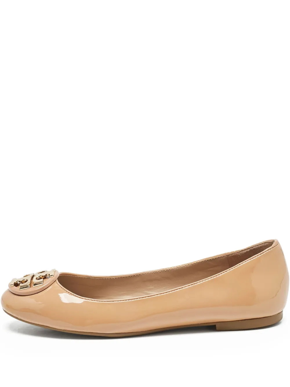 Tory Burch プレオウンド エナメルレザーフラットシューズ - ニュートラル Tory Burch プレオウンド エナメルレザーフラットシューズ - ニュートラル