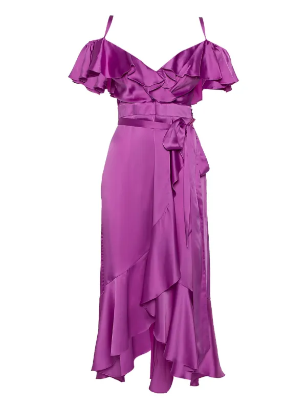 purple ruffle wrap dress Sparkle Wrap Ruffle Mini Dress