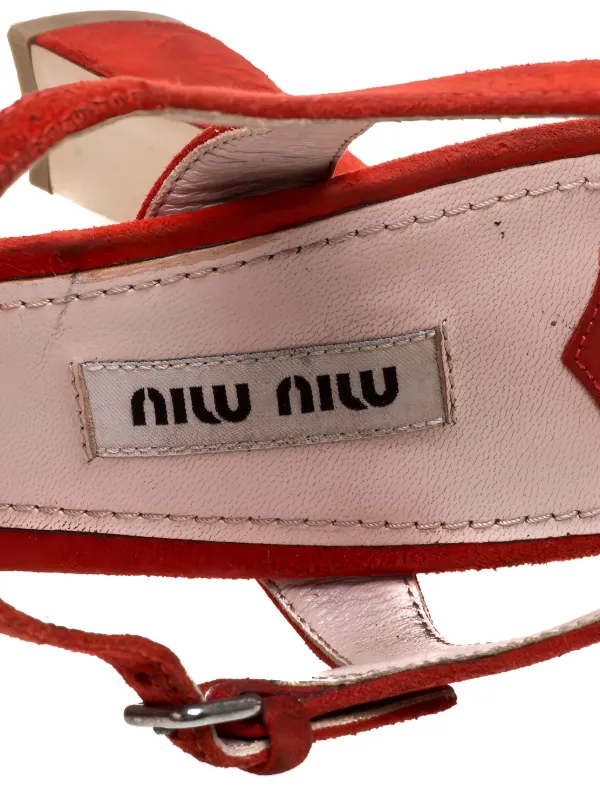 Miu Miu Pre-Owned 120mm bow-embellished Platform Sandals | Red