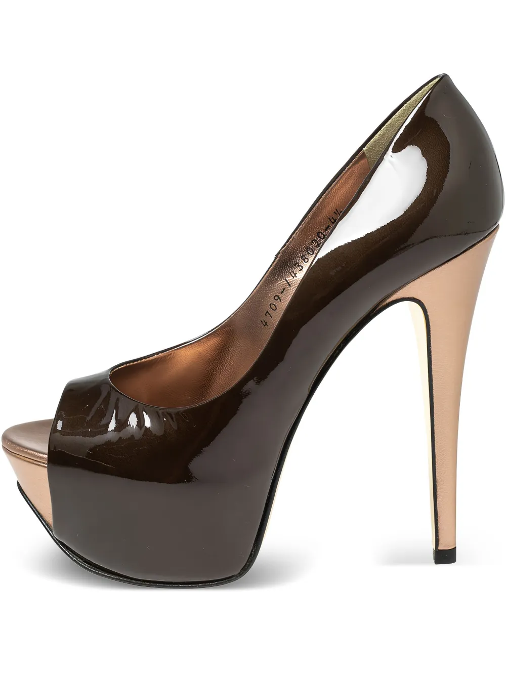 Gina pre-owned 135mm peep-toe platform heels | Brown | Image 1