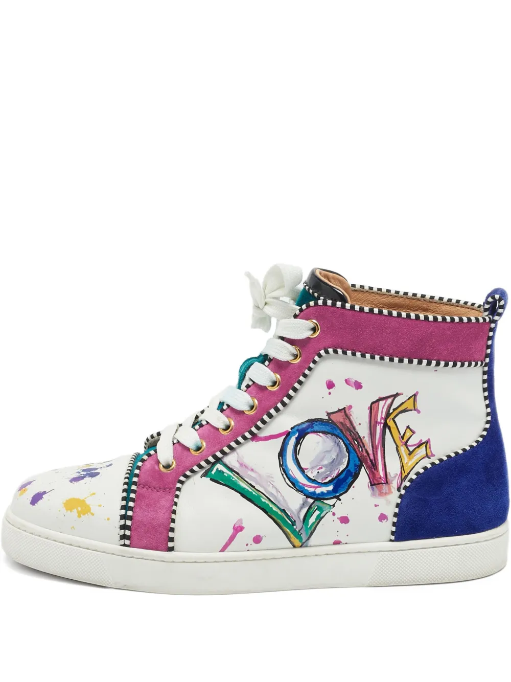 Christian Louboutin Pre-Owned Love paint-splattered high-top sneakers | White | Image 1