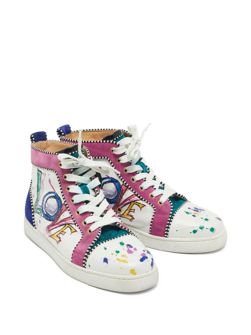 Christian Louboutin Pre-Owned Love paint-splattered high-top sneakers | Image 2