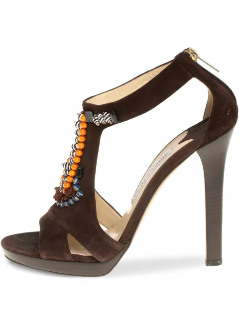 Jimmy Choo Pre-Owned 120mm beaded T-strap high-heel sandals