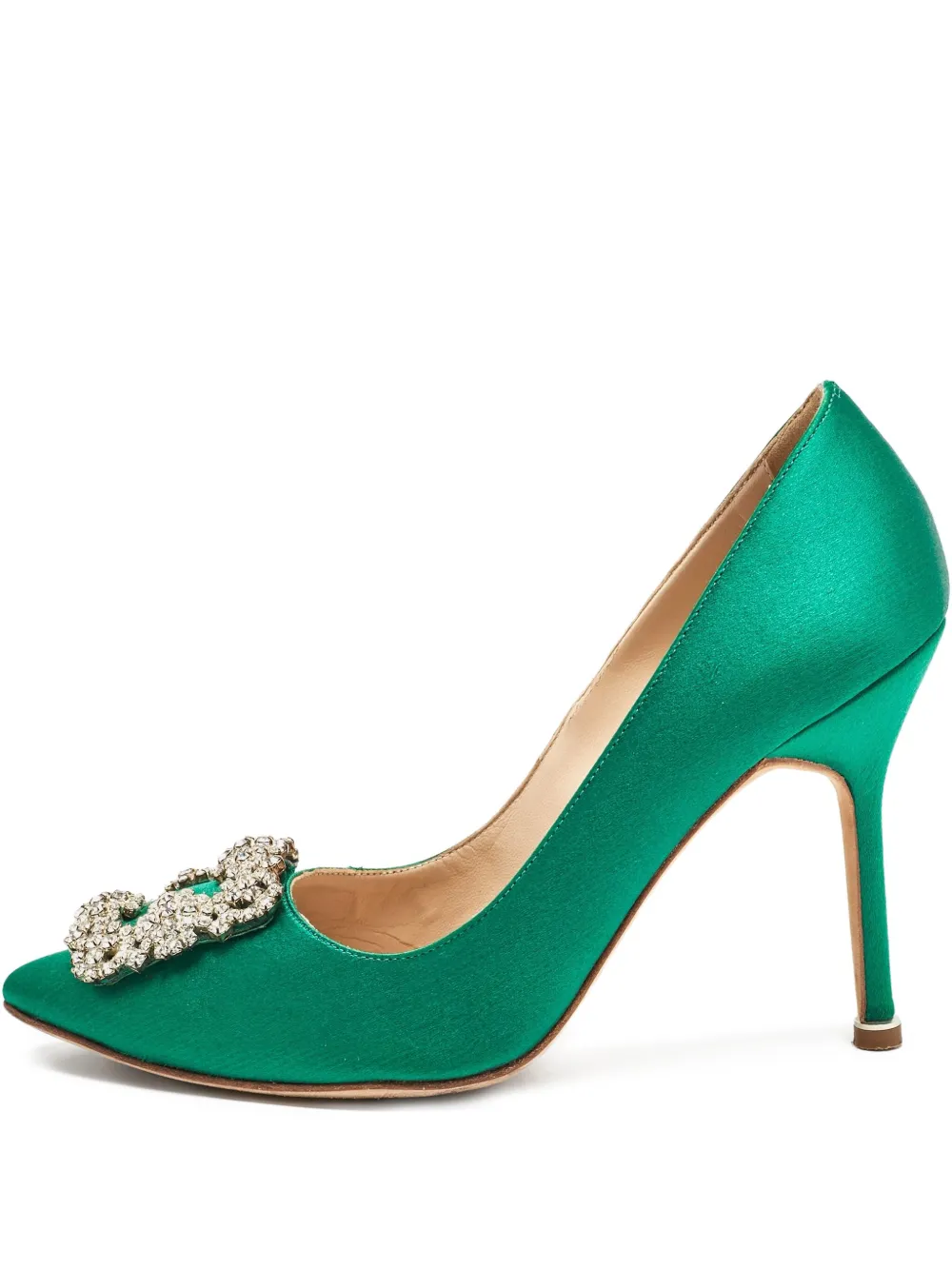 Pre-owned Manolo Blahnik  100mm Hangisi Satin Pumps