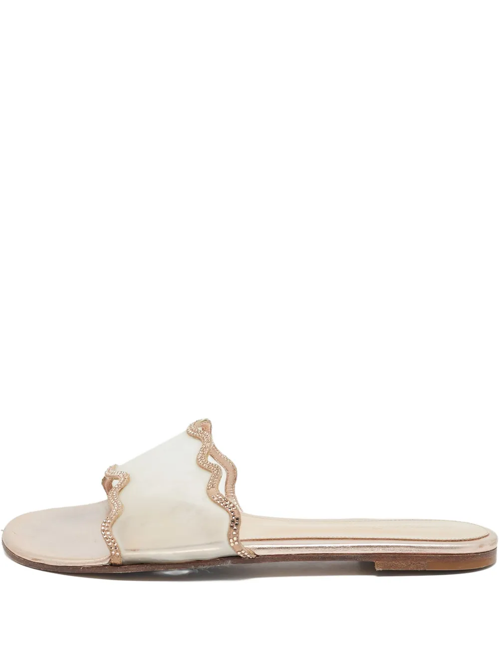 Gianvito Rossi pre-owned crystal-embellished flat sandals | Gold | Image 1