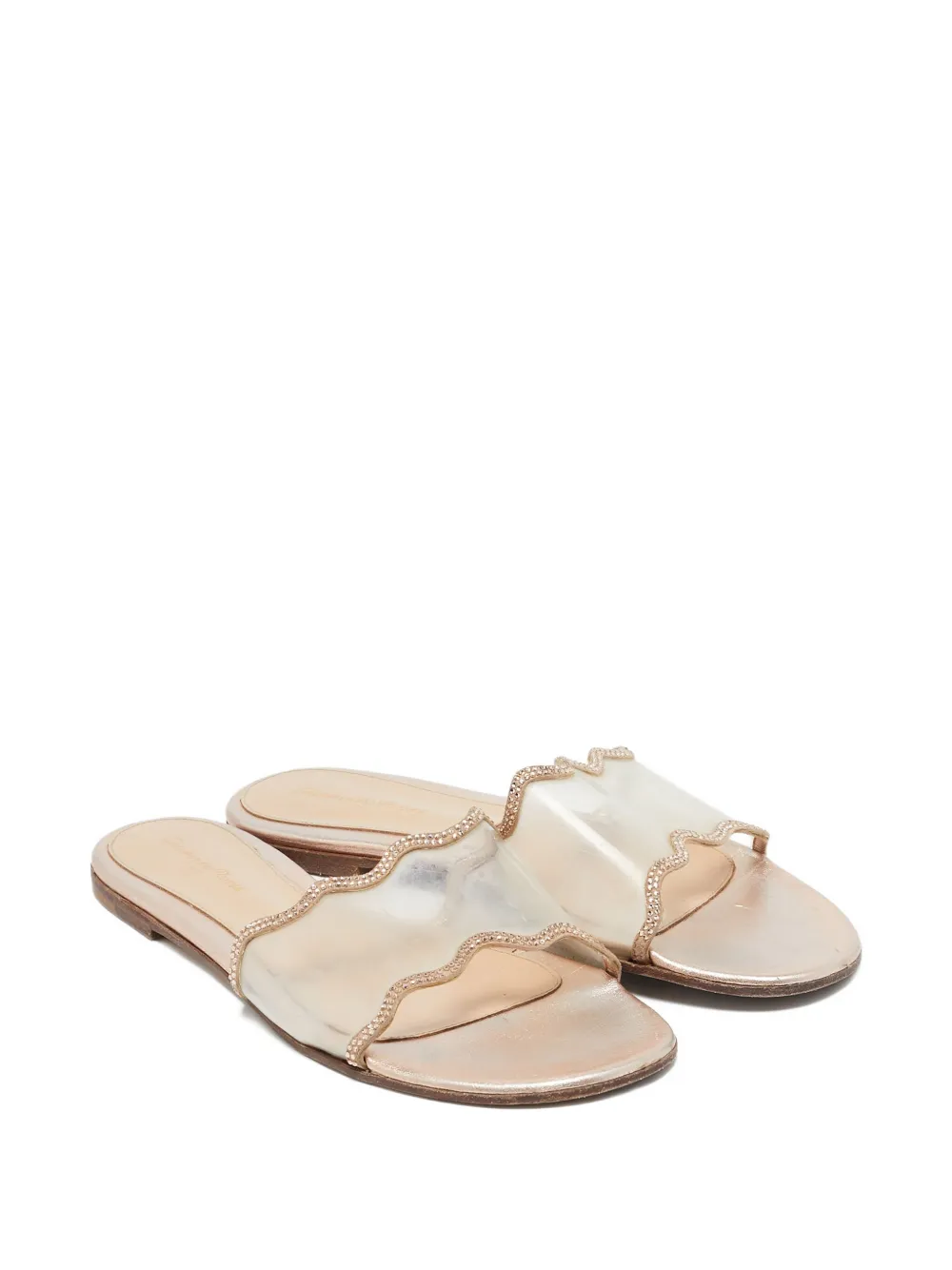 Gianvito Rossi Pre-owned platte sandalen verfraaid met kristallen - Goud
