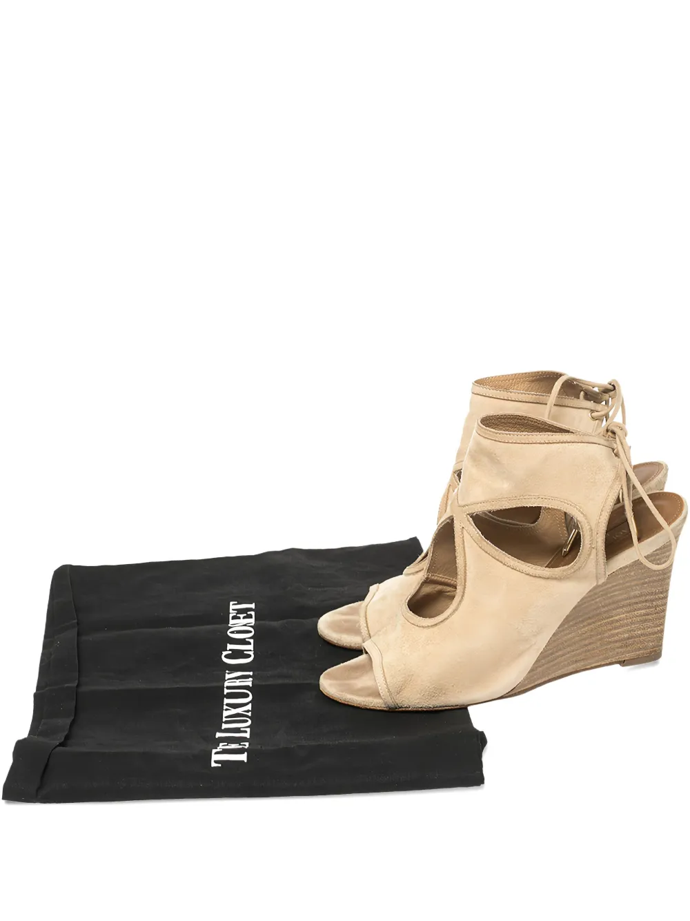 Aquazzura pre-owned 90mm cut-out wedge sandals - ニュートラル Aquazzura pre-owned 90mm cut-out wedge sandals - ニュートラル