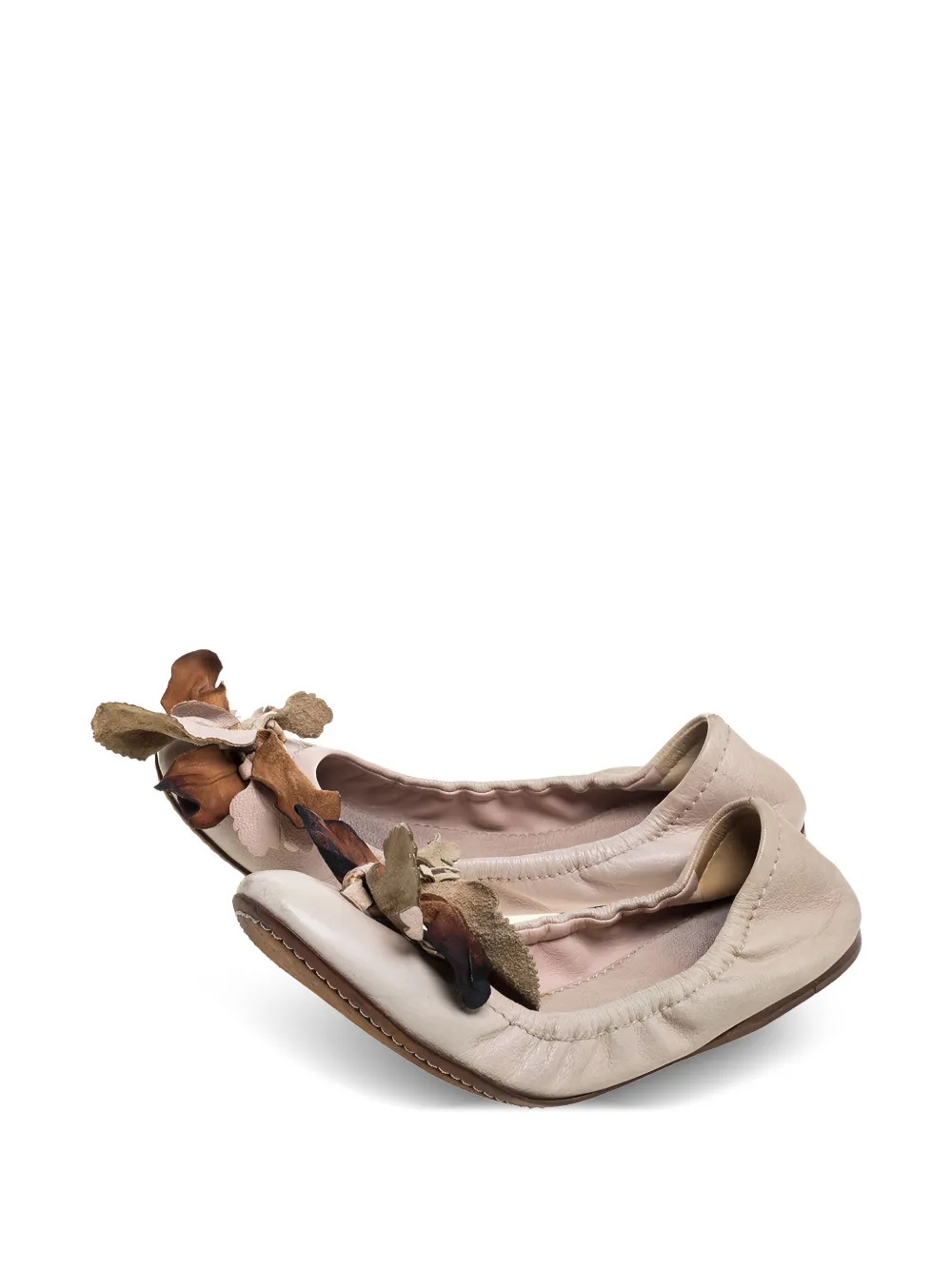 Miu Miu Pre-Owned Ballerina's met leren bloemblaadjes - Beige