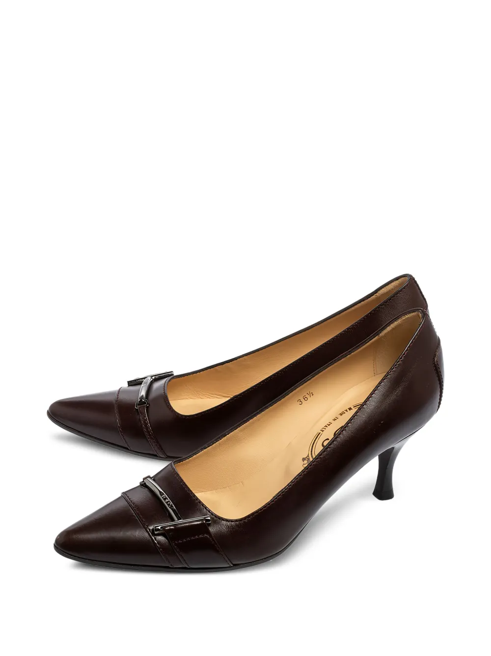 Tod's Vintage 70 mm pre-owned pumps met logodetail - Bruin
