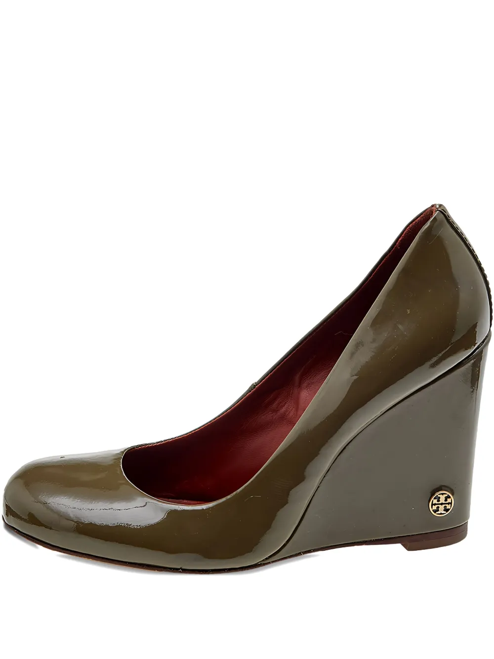 Pre-owned Tory Burch 100mm Patent-leather Wedge Pumps