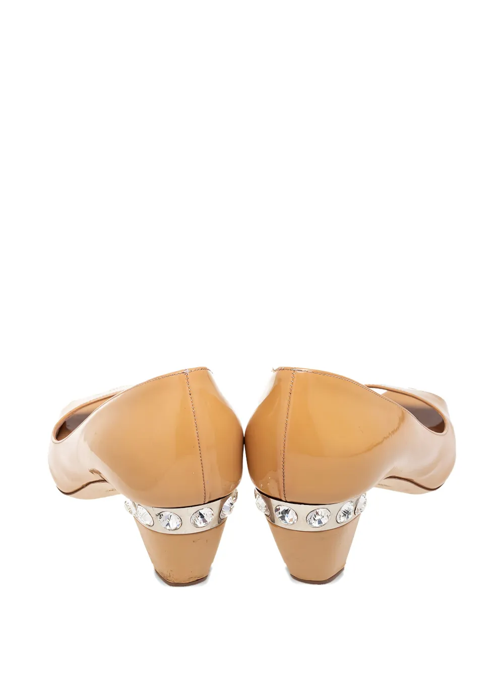 Miu Miu Pre-Owned Leren 60mm pumps verfraaid met kristallen - Beige