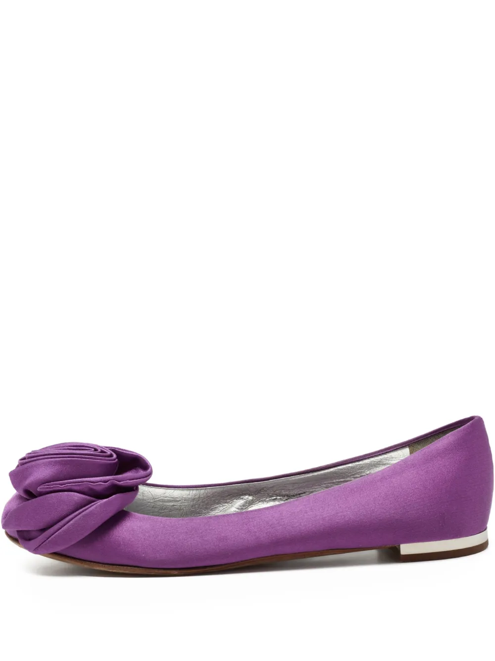 pre-owned satin ballet flats