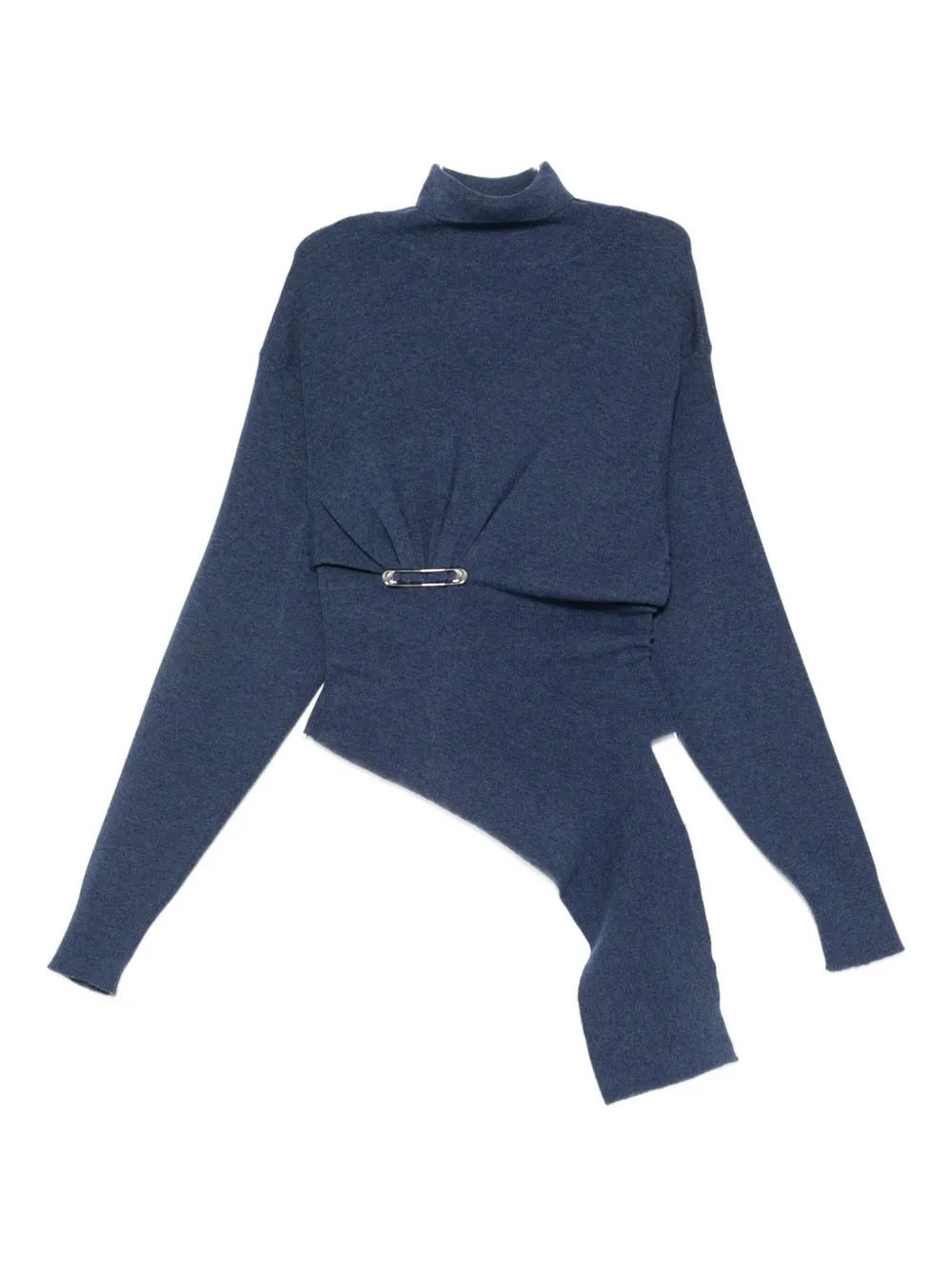 Lanvin Turtleneck Top With Asymmetric Hem And Sleeves In Blue