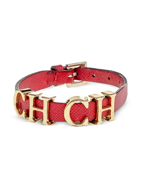 Carolina Herrera Vintage Pre-owned leather logo bracelet