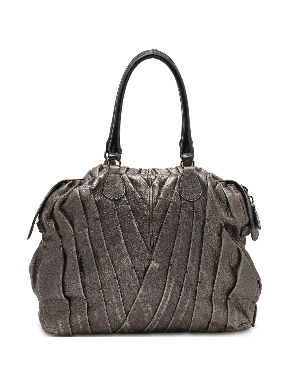 metallic-finish leather tote bag