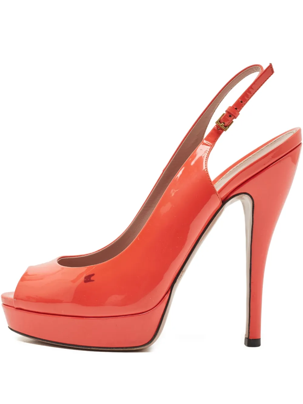 Gucci Pre-Owned 140mm leather heeled pumps | Orange | Image 1