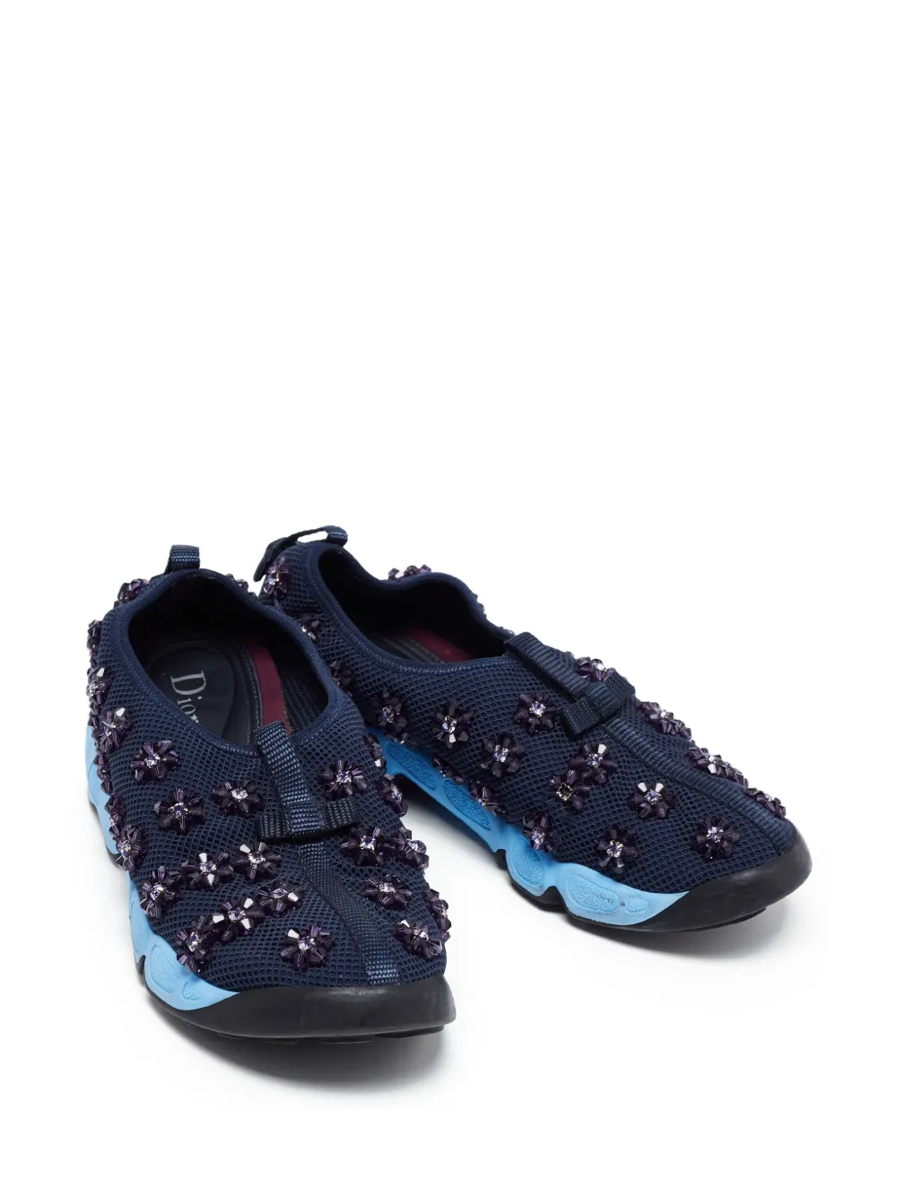 Christian Dior Pre-Owned 2014 mesh sneakers met bloemenprint - Blauw