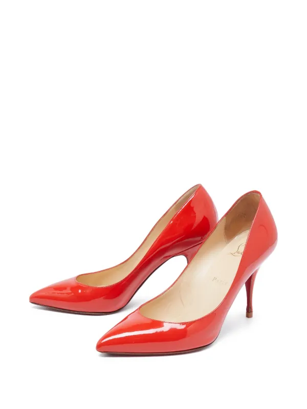Christian Louboutin Pre-Owned 90mm patent-leather Pumps Orange FARFETCH  PH
