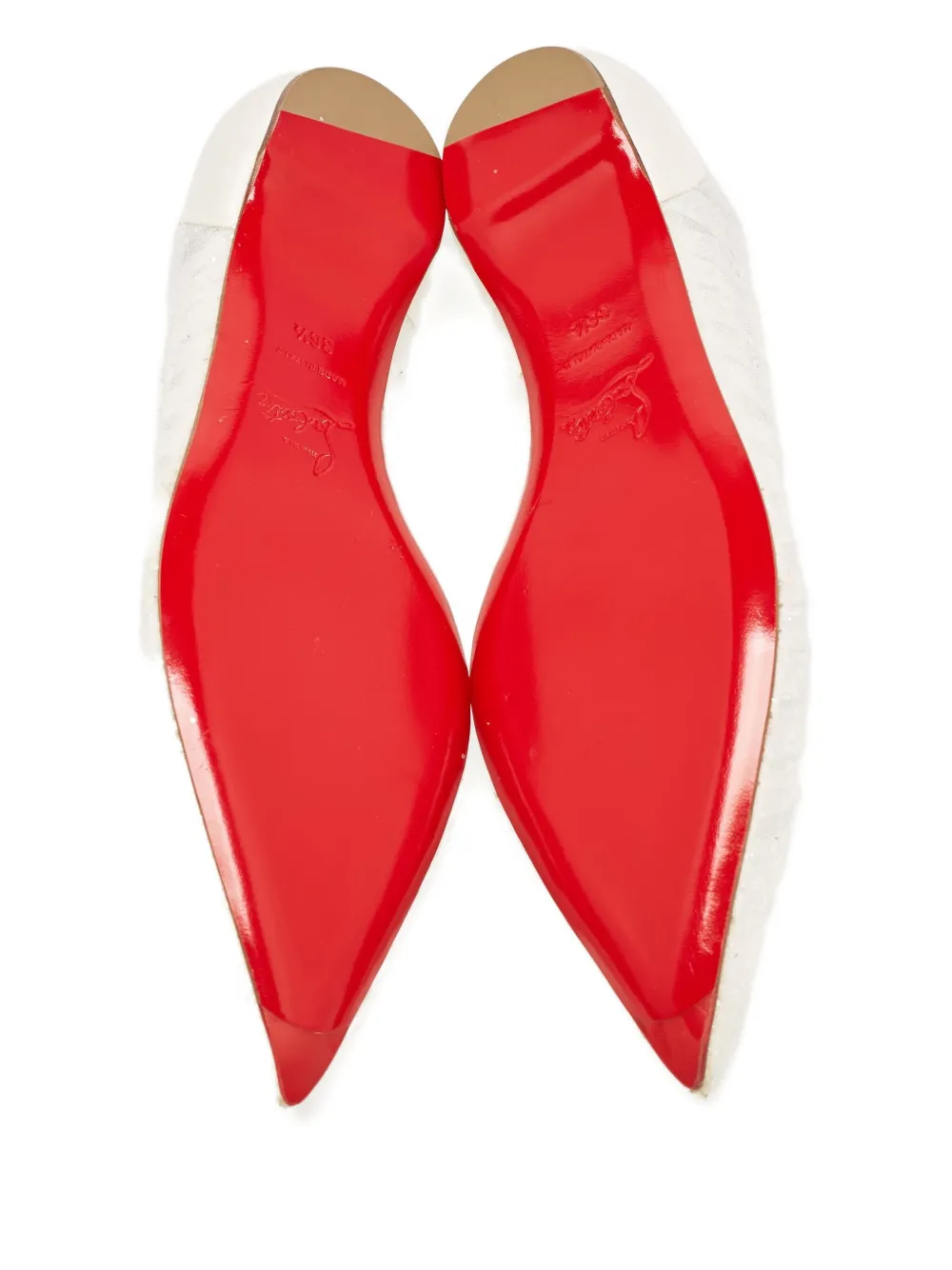 Pre-owned Christian Louboutin Glitter Satin Ballet Flats