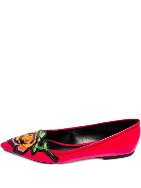 Louis Vuitton Pre-Owned floral-print leather ballet flats