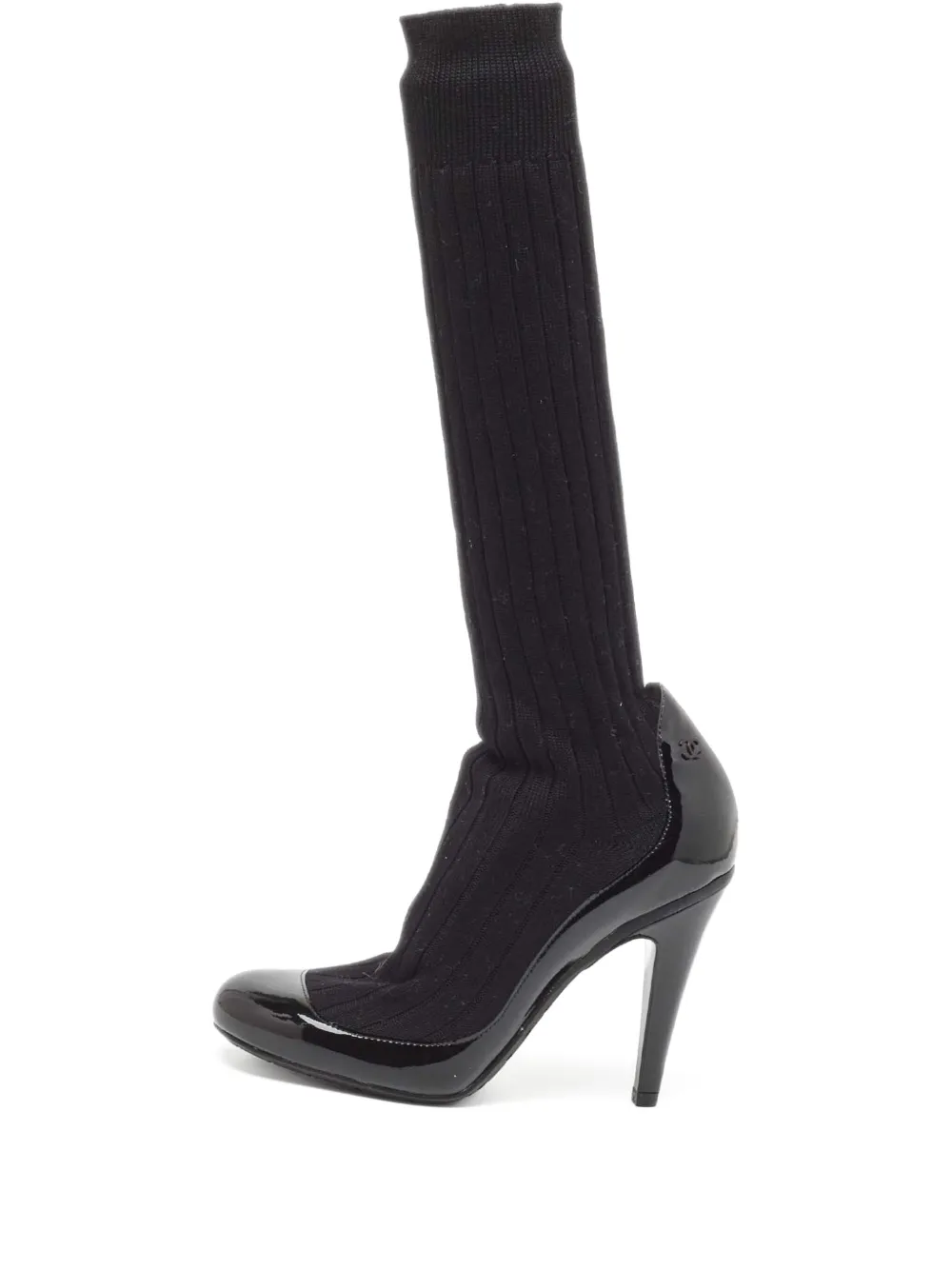 CHANEL Pre-Owned 100mm sock-style knee-high pumps | Black | Image 1