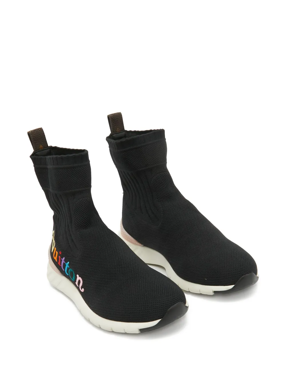 Louis Vuitton Pre-Owned Soksneakers met geborduurd logo - Zwart
