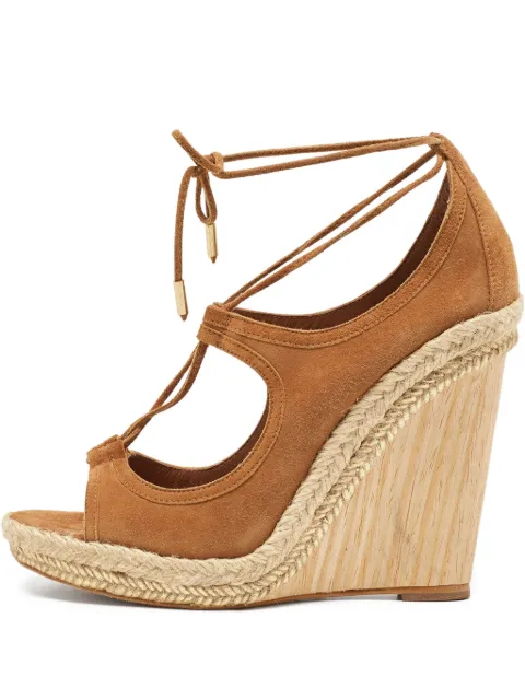 Aquazzura pre-owned 110mm Christy suede wedge sandals