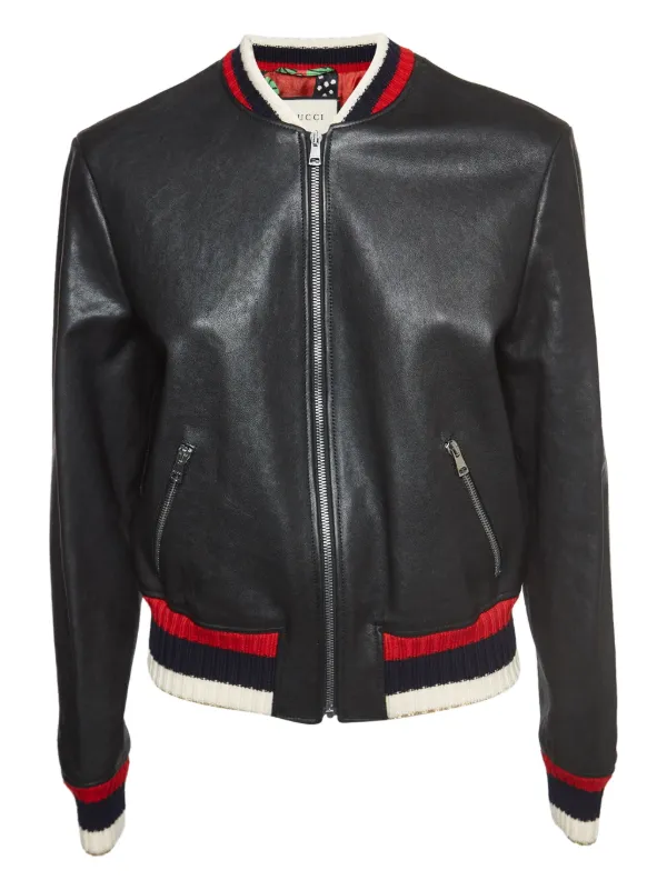 Gucci Pre-Owned Leather Bomber Jacket | Black | FARFETCH