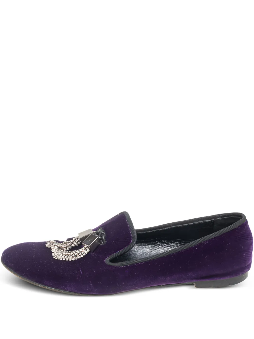 pre-owned velvet embellished loafers