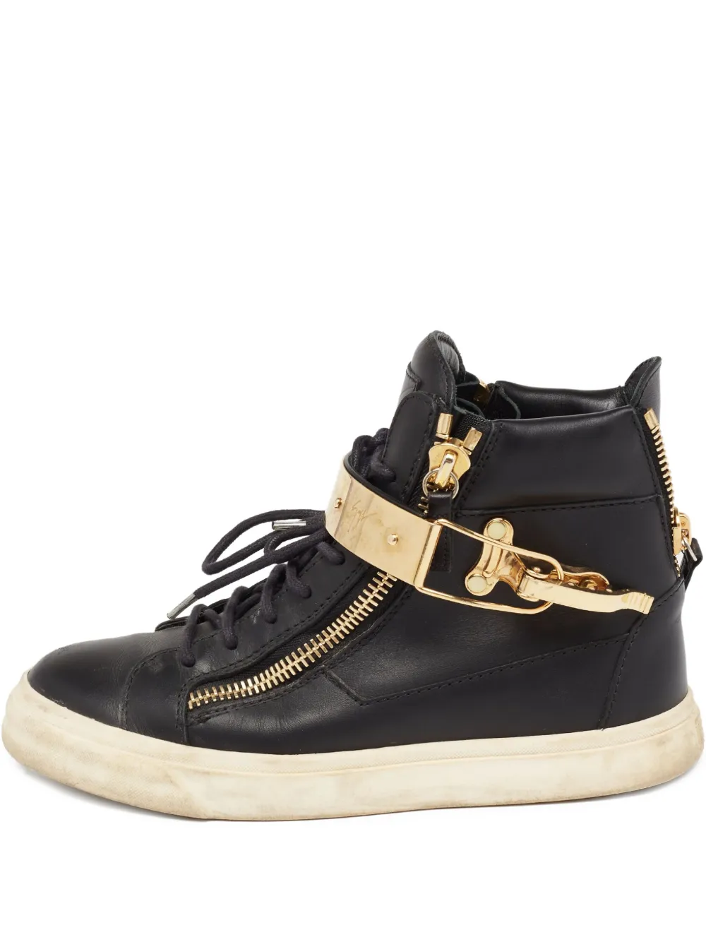 leather high-top sneakers