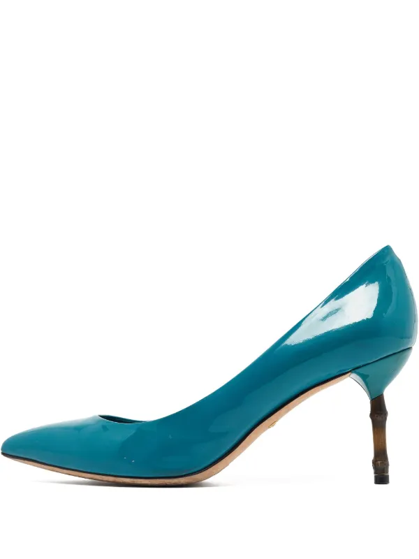 Gucci Pre-Owned 80mm patent-leather Pumps Green FARFETCH