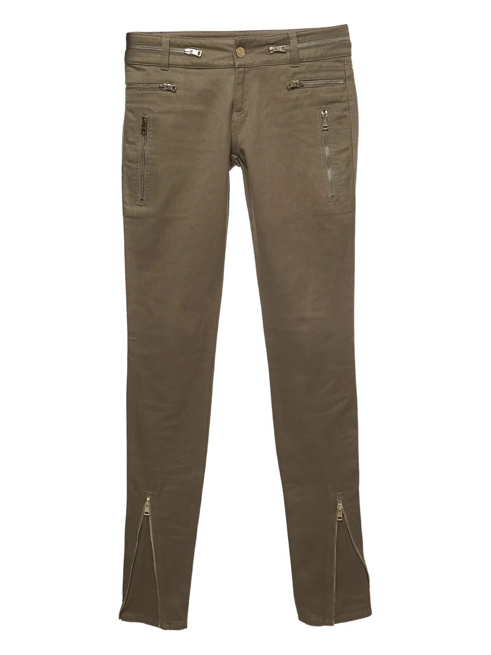 Gucci Pre-Owned zip-detail skinny-cut jeans | Green | Image 1