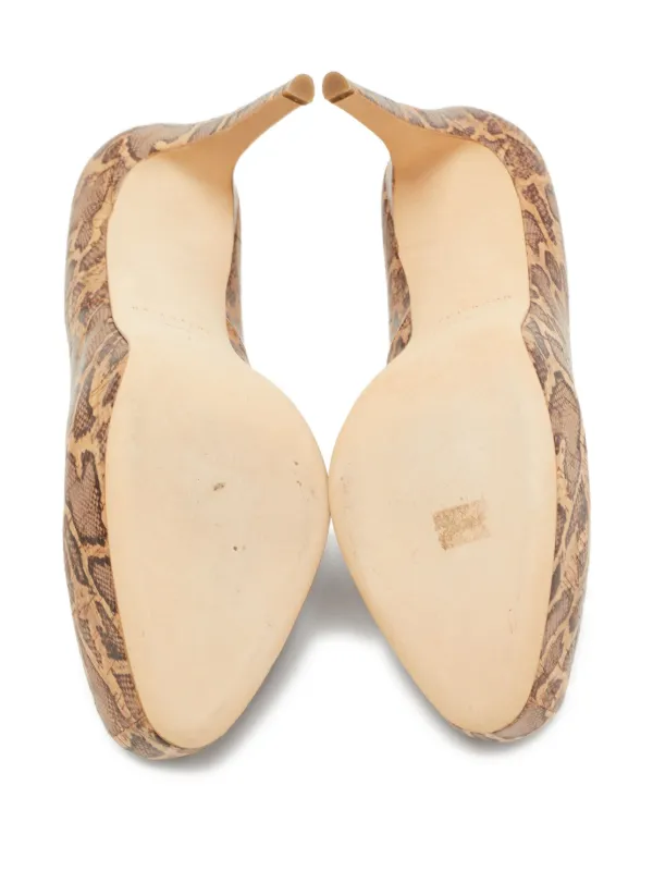 Brian Atwood 130mm snakeskin-print Platform Heels Brown