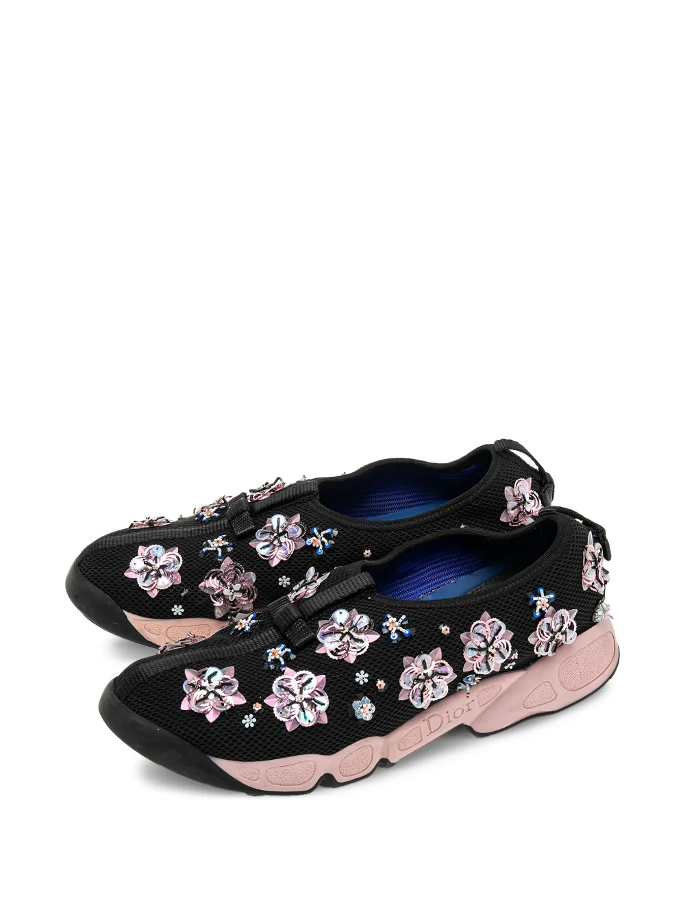 Christian Dior Pre-Owned Sneakers met bloemen-applicatie - Zwart