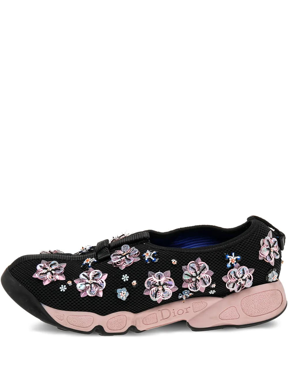 Christian Dior Pre-Owned フローラルアップリケ スニーカー - ブラック Christian Dior Pre-Owned フローラルアップリケ スニーカー - ブラック