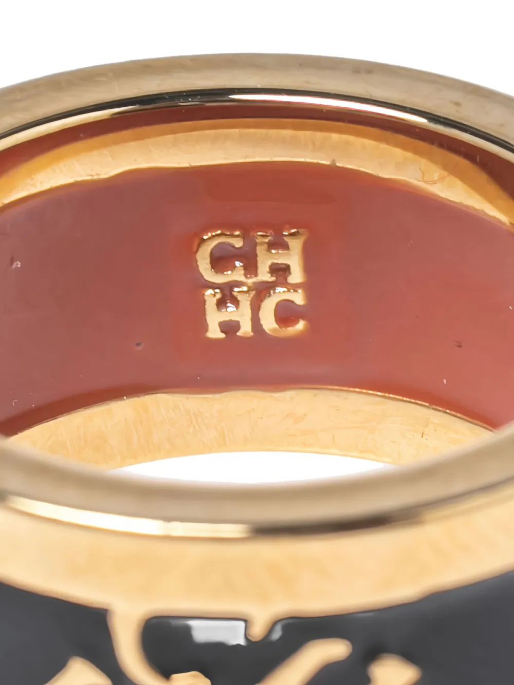 Pre-owned Carolina Herrera Logo-embossed Ring