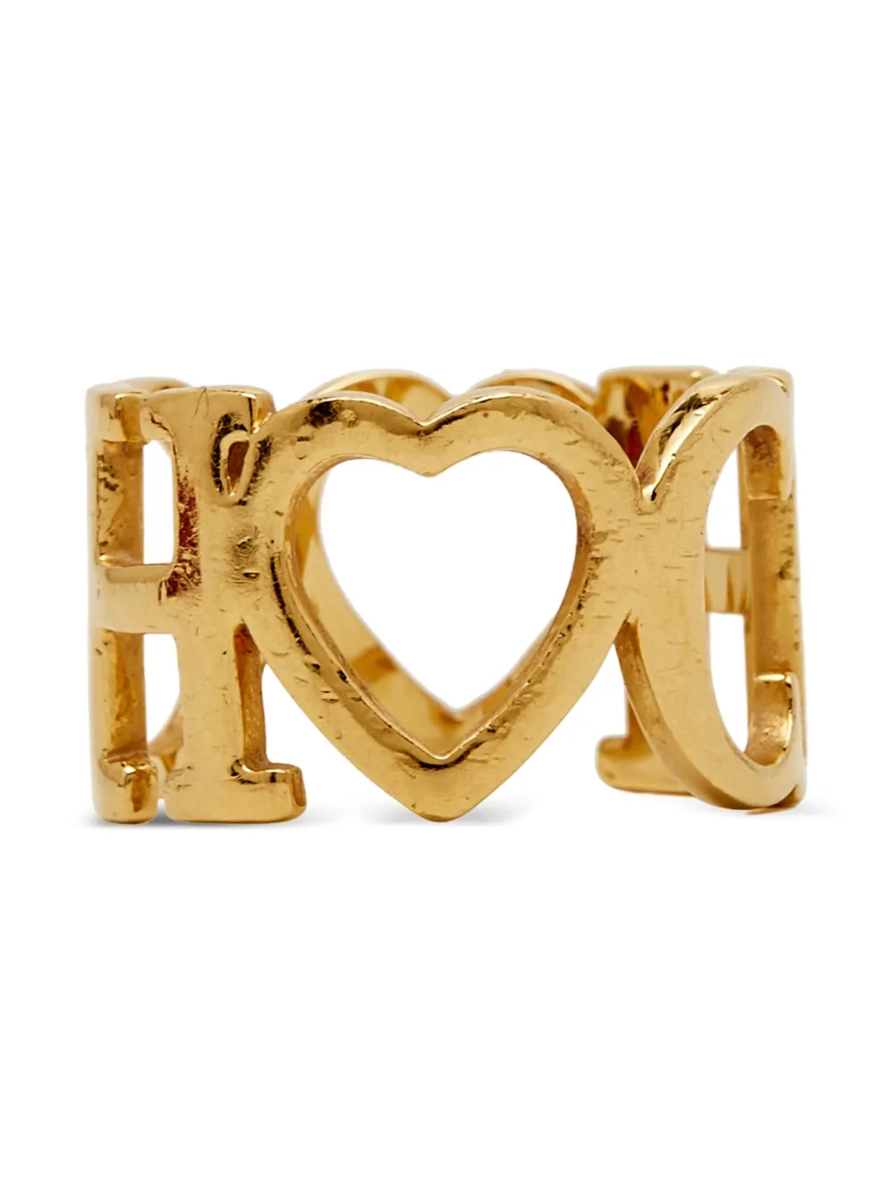 Carolina Herrera Vintage Anello con logo CH - Oro