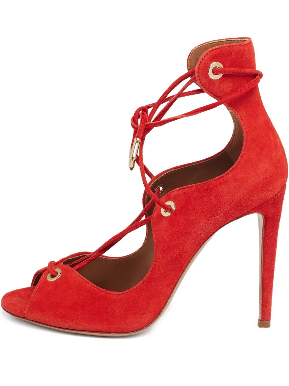 Aquazzura pre-owned 100mm Tango laced sandals | Red | Image 1