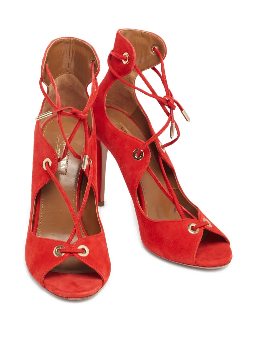 Aquazzura pre-owned 100mm Tango laced sandals | Image 2