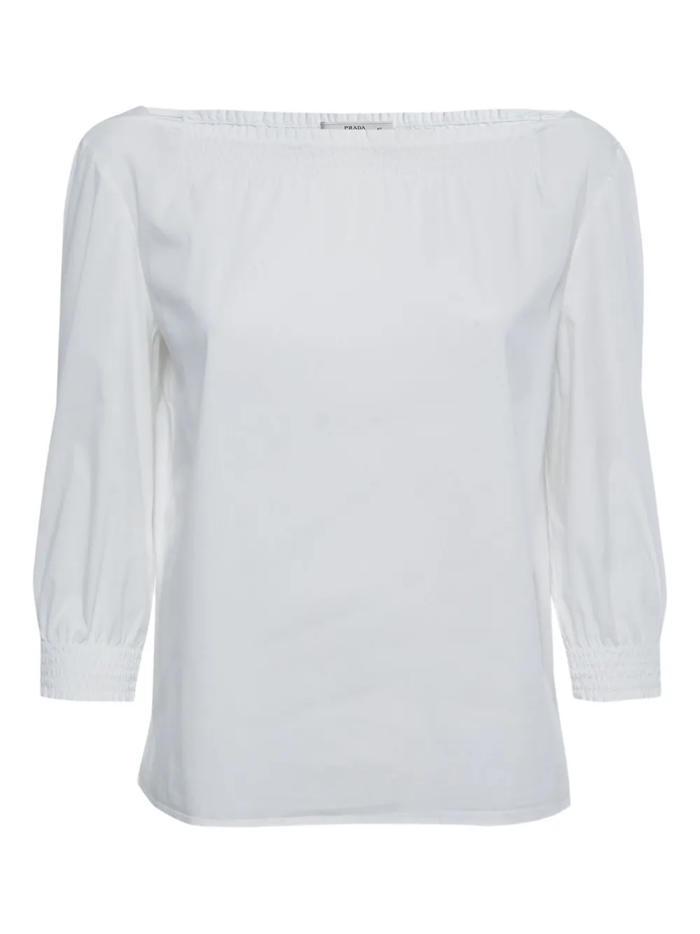 Prada Pre-Owned Top con maniche a punto smock 2011 - Bianco