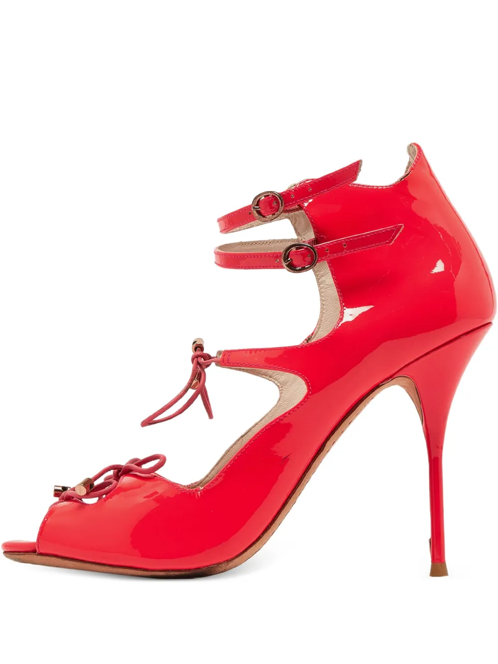Sophia Webster pre-owned 110mm patent-leather bow-detailing sandals | Pink | Image 1