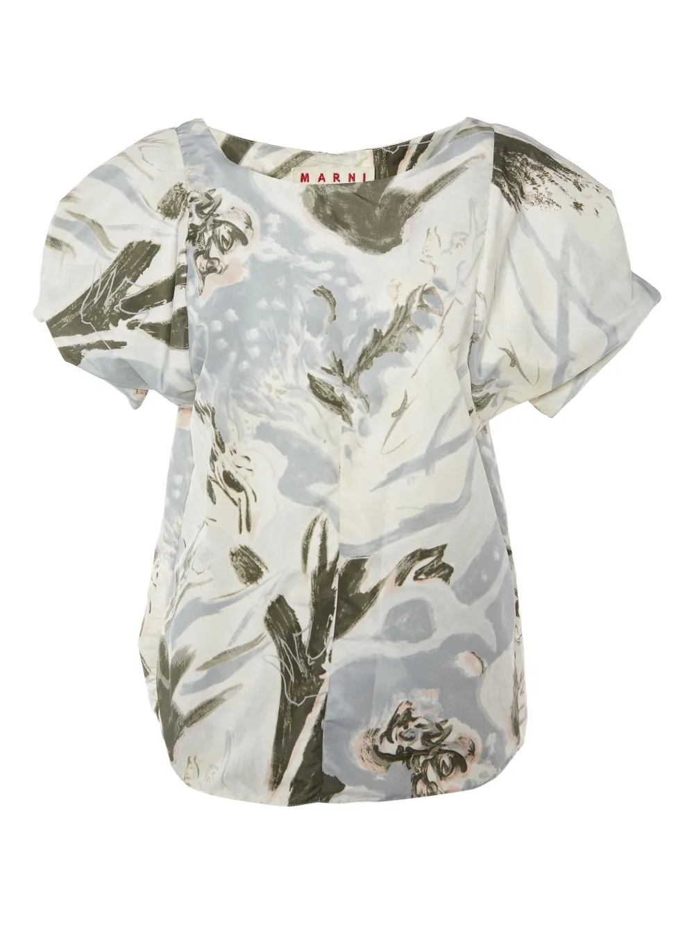 Pre-owned Marni Floral-print Blouse In Gray