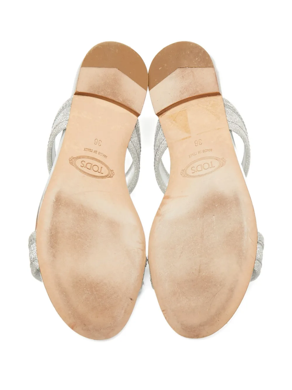 Pre-owned Tod's Vintage Glitter T-strap Sandals