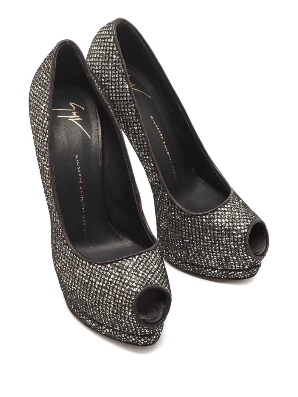 Giuseppe Zanotti Vintage 150 mm pre-owned pumps met glitters en open neus - Zwart