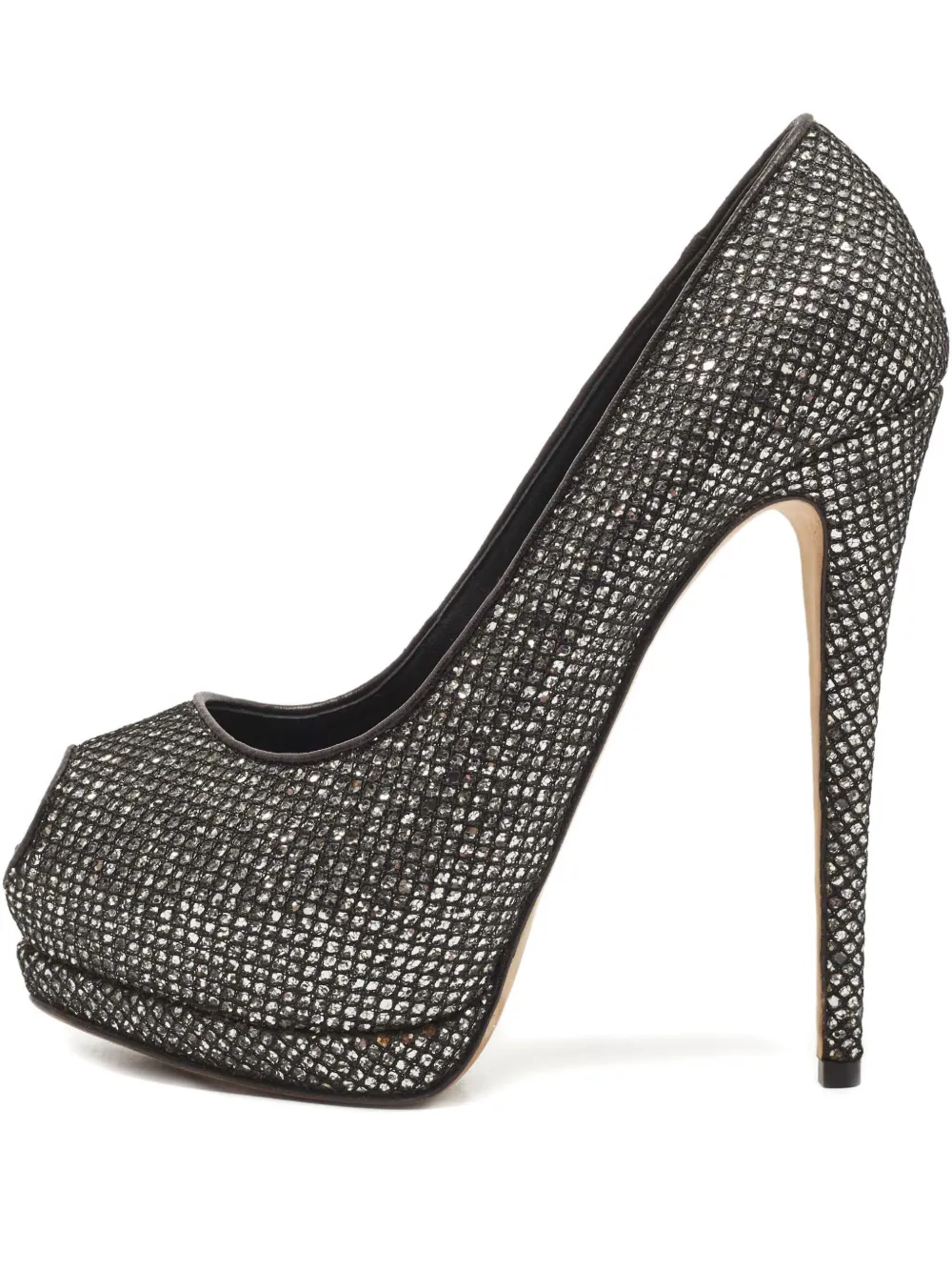 150MM pre-owned glitter peeptoe pumps