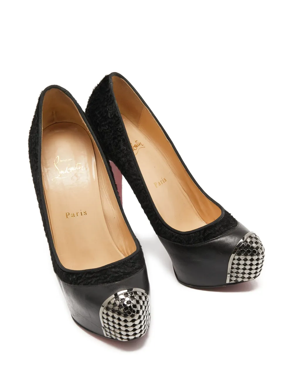 Christian Louboutin Pre-Owned 2023 145 mm pumps met plateauzool en metalen neus - Zwart