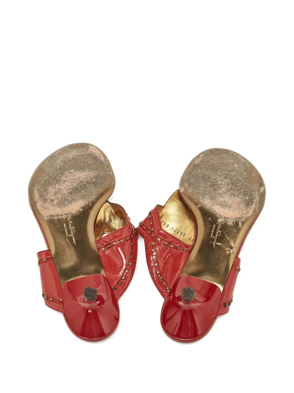 Pre-owned Ferragamo 50mm Leather Sandals In Red