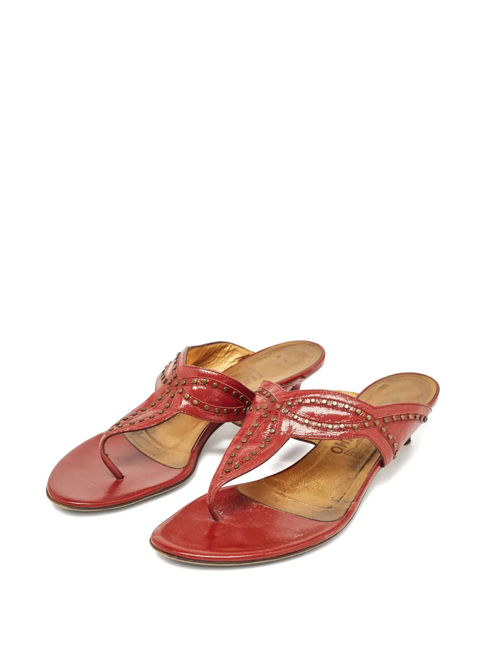 Pre-owned Ferragamo 50mm Leather Sandals In Red